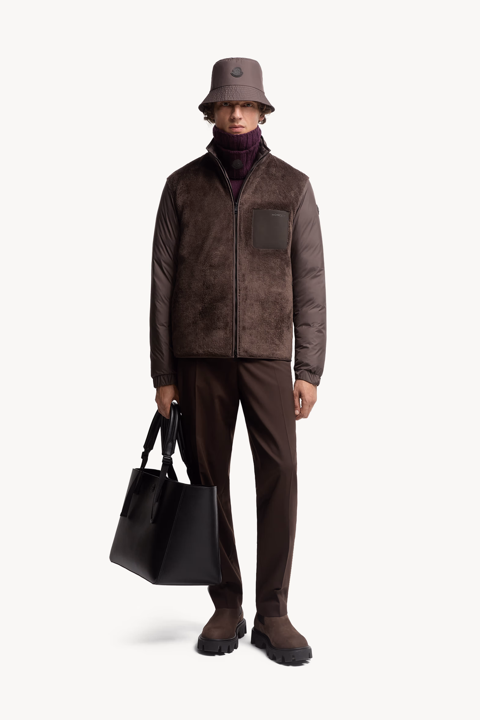 Livra Reversible Teddy Short Down Jacket Men Brown Moncler 0